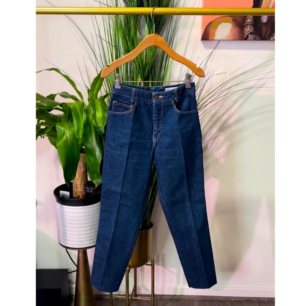 Vintage 70's Yves Saint Laurent YSL High Waist Indigo Denim Jeans - Size…